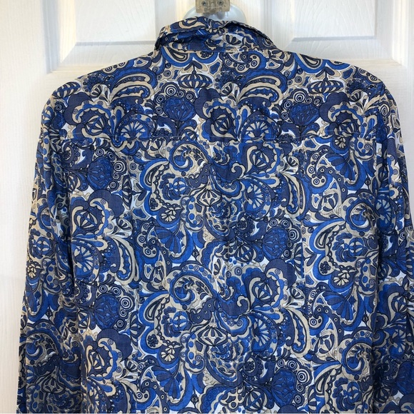 J.crew “The Perfect Shirt” button down shirt, blue floral, medium - Picture 5 of 6
